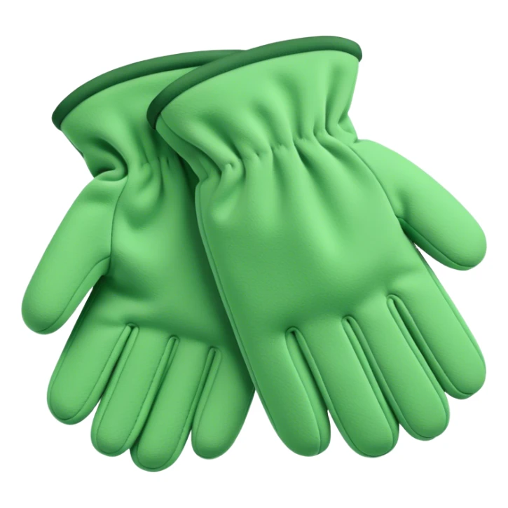 Green fleece gloves, warm and comfy, with a simple, modern design sticker