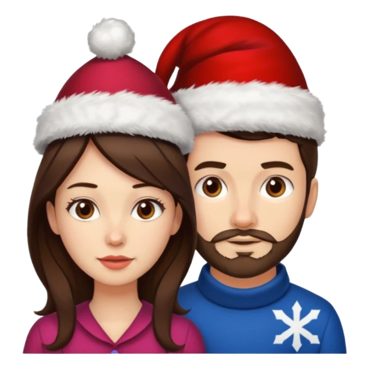 SCOTTISH MAN WITH STUBBLE AND BRUNETTE WOMAN WITH XMAS HAT sticker