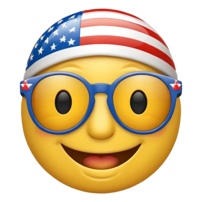 Smiley emoji wearing 4th of July sunglasses  sticker