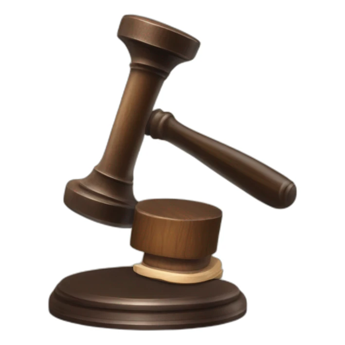 male judge with woodden hammer sticker