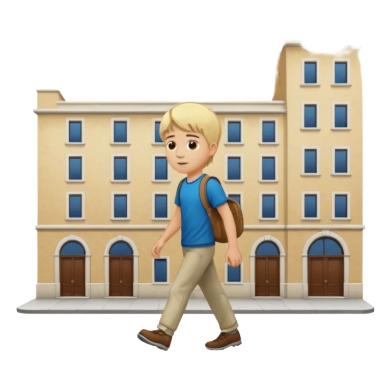 Pasear por madrid de los austrias chico rubio con edificio de fondo sticker