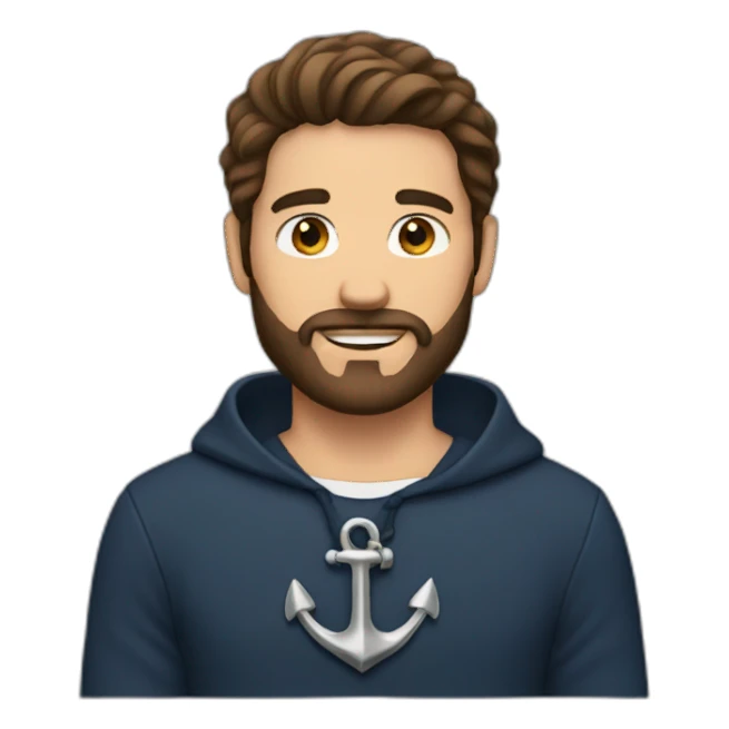 Brown hair man with anchor beard sticker