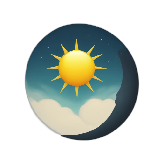 Half side moon and half side sun emoji sticker