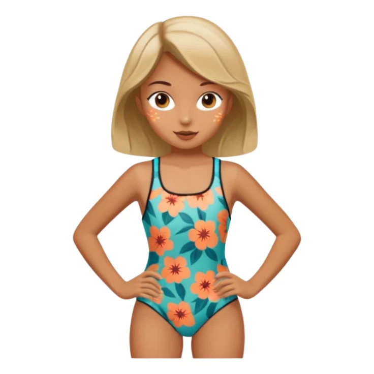 Retro swimsuit with girl sticker