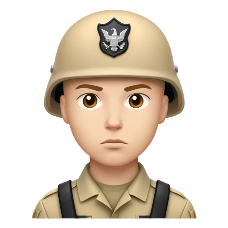 white modern soldier is serious and photorealistic sticker