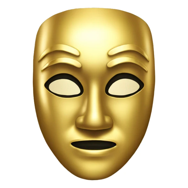 A golden theatre mask that looks cool and metallic for a male sticker