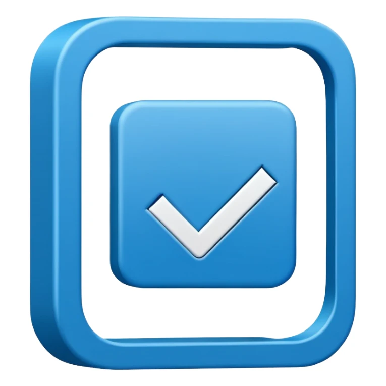 Side way check mark in bule box 2d not 3d sticker