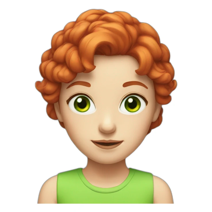 wendy with red hair and neon green eyes  sticker