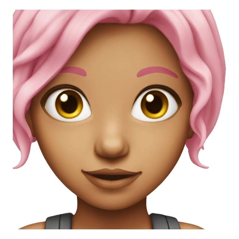 girl with pink hair and eyes, who makes a pretty face sticker