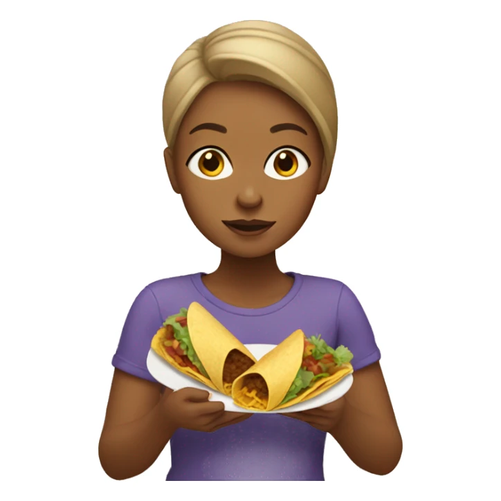 girl with light brown skin eating tacos sticker