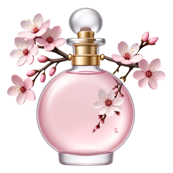 Pastel pink and white Perfume with Sakura Cherry Blossoms adorning it   sticker