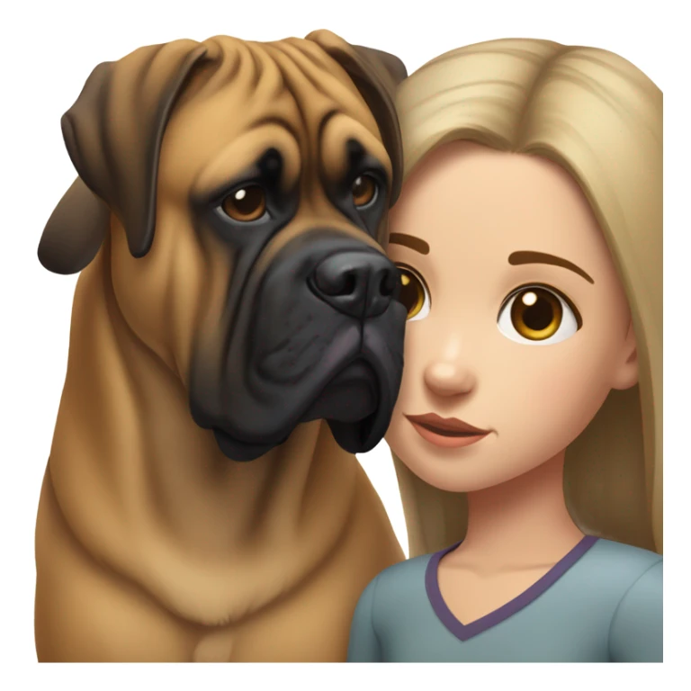 realistic portrait of girl with bullmastiff sticker