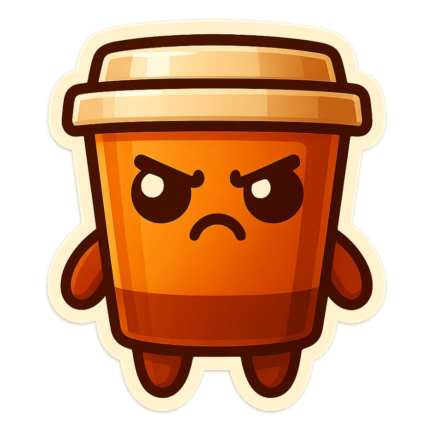 Tall coffee cup, annoyed, disturbed sticker