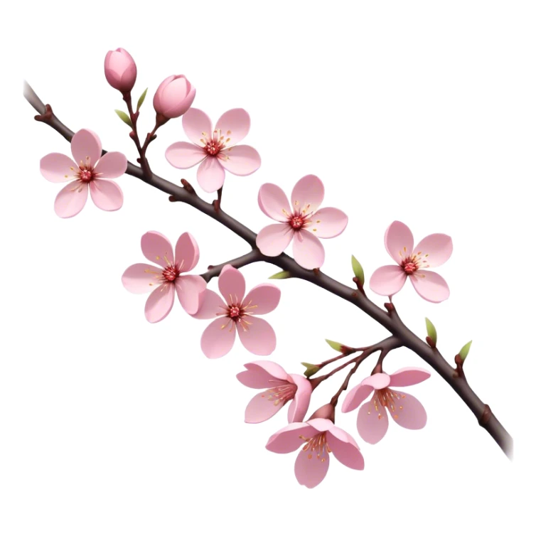 Cinematic Realistic Sakura Flowers on a Branch, depicted as delicate, soft pink blossoms gracefully adorning a slender, gently twisted branch, illuminated by subtle, warm natural light that accentuates their ethereal beauty and transient charm, poetic spring scene sticker