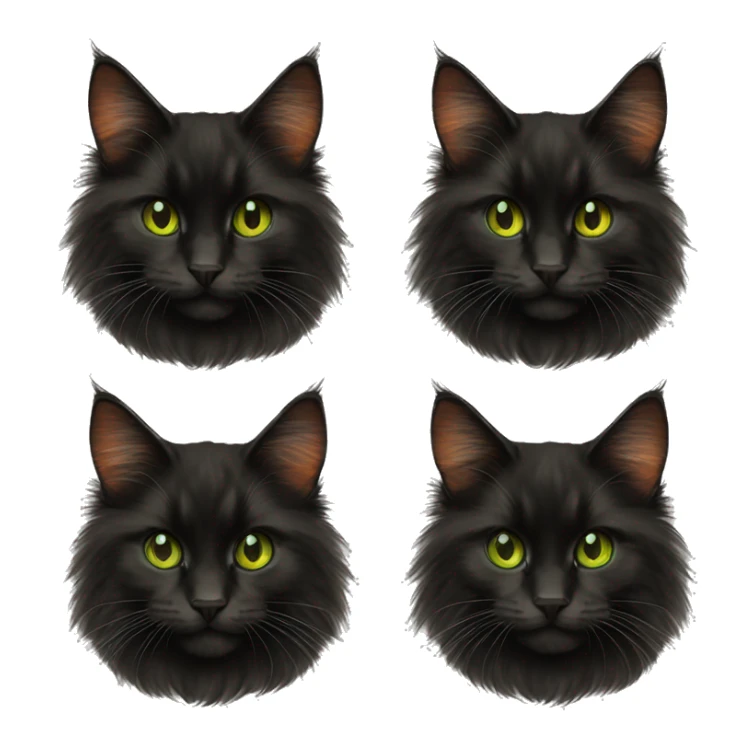 Black orange Maine Coon cat green eyes sticker