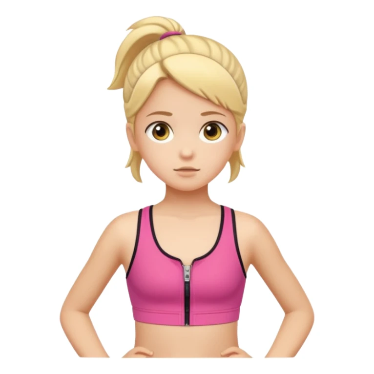 prepubescent flat-chested child girl in a zipper sports bra sticker