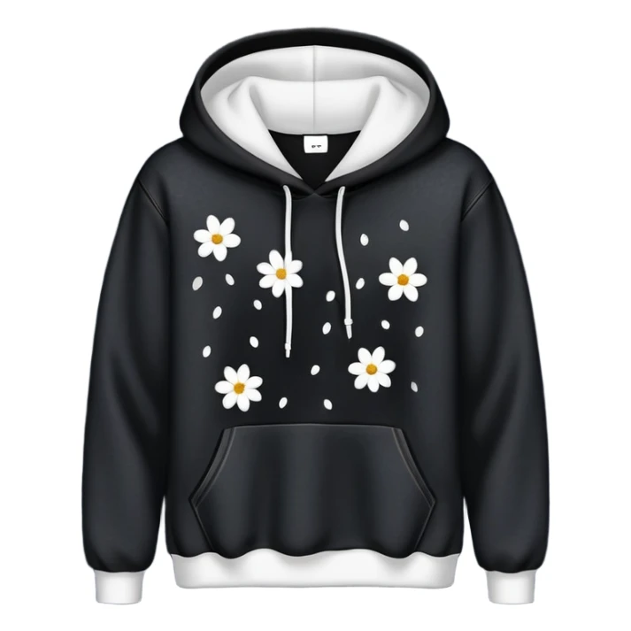The BLACK Denim Tears Hoodie features a black base with distinctive white open flower spots with empty space in the middle, These hollow ring-like patterns are scattered across. sticker
