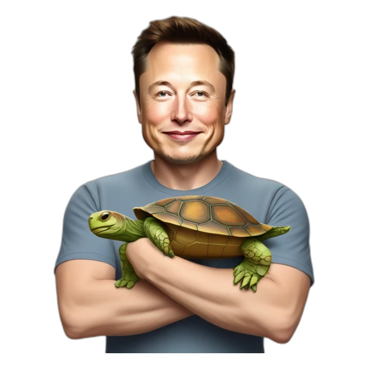 Elon Musk qui caresse une tortue sticker