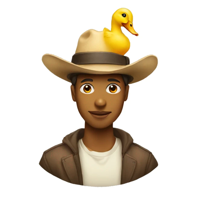 person in hat that looks laike ducks head sticker