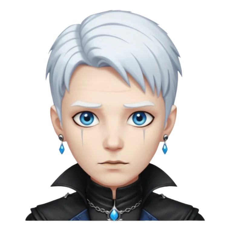 necromancer with black leather outfit white hair sticker