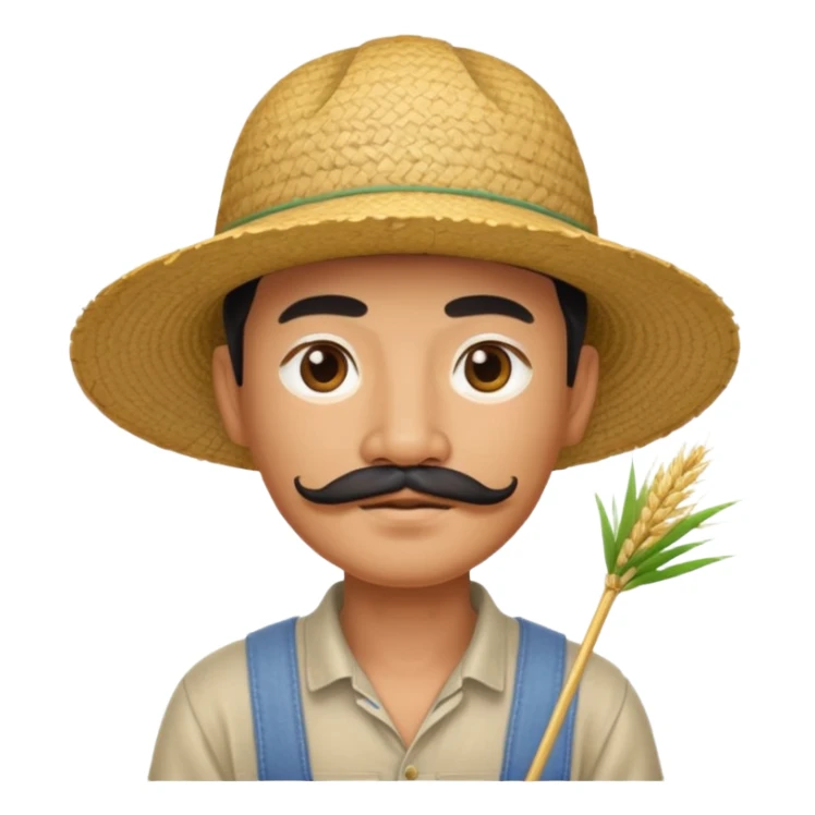 rice farmer with a chinese mustache sticker