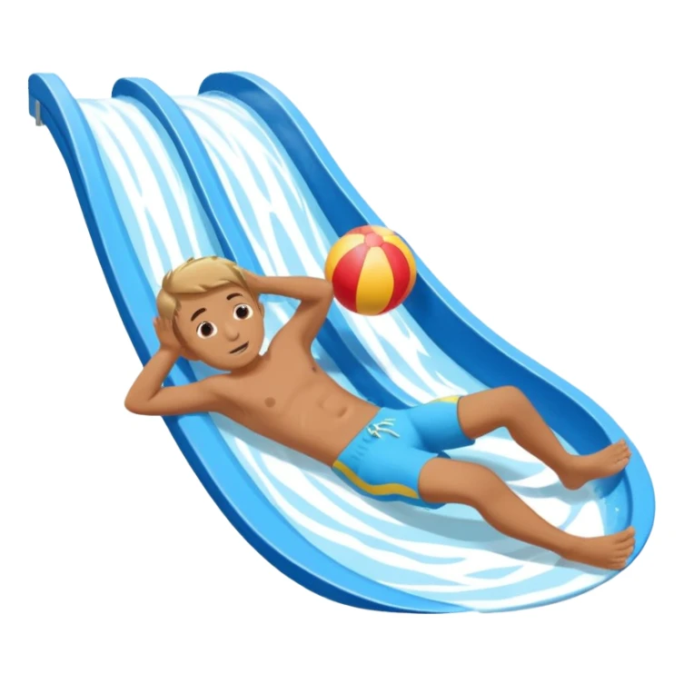 a boy that is sliding on his belly in ON his belly from a waterslide head first on his belly sticker