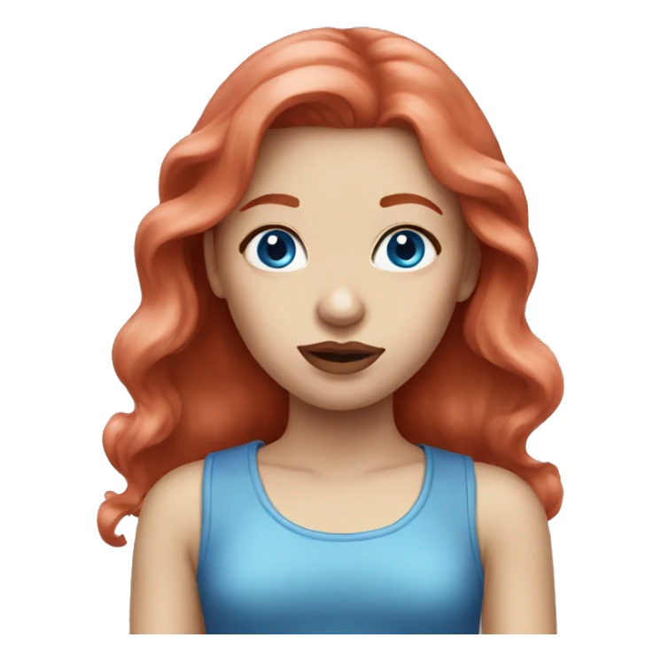 Long red hair girl with blue eyes and pink lips sticker
