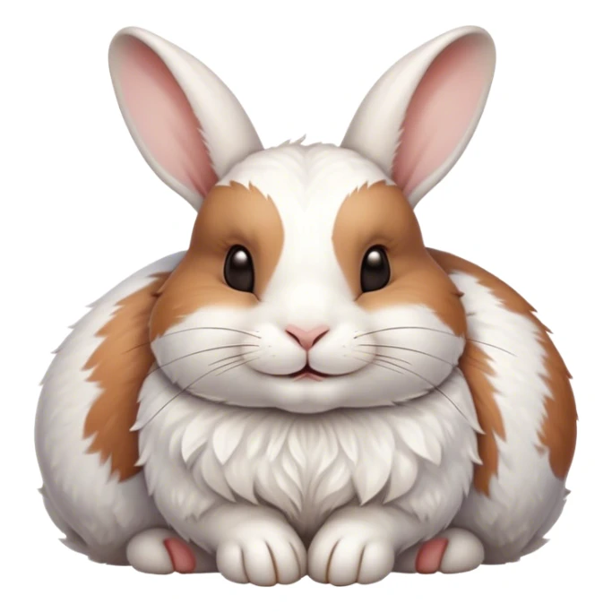 Meme-Worthy Cute Sleeping White and Brown Rabbit Portrait Emoji, Head resting peacefully with a contented smile, showcasing a delightfully balanced build and a luxuriously soft patterned fur of white and brown, eyes shut in a serene nap, Simplified yet hilariously adorable features, highly detailed, glowing with a soft, drowsy light, high shine, relaxed and utterly lovable, stylized with an air of playful laziness, bright and heartwarming, soft glowing outline, capturing the essence of a comically sleepy bunny, so meme-worthy it feels like it could instantly become the next viral sensation of adorable slumber! sticker