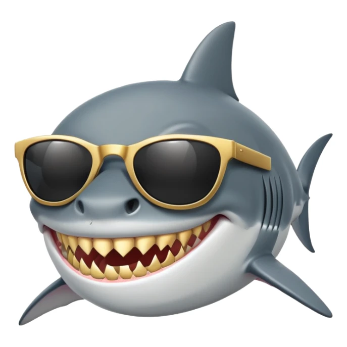 shark with golden teeth wearing black sunglasses sticker