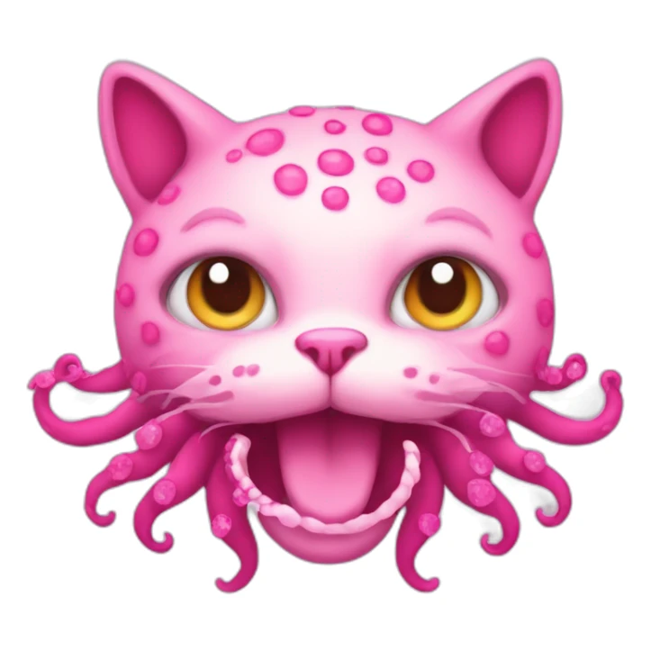 Head of pink cat with Octopus Tentacles and pink sparkly eyes sticker