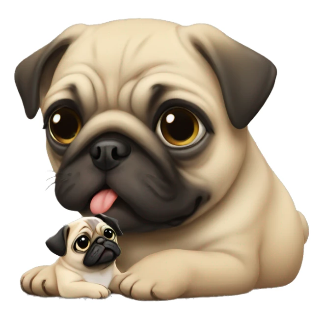 Pug kissing baby sticker