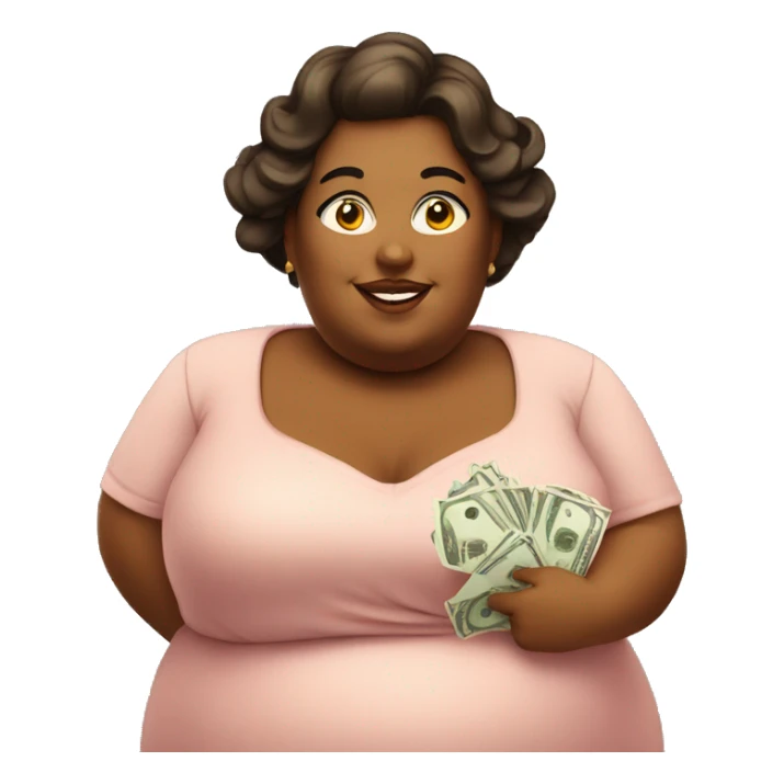Rich obese woman with money  sticker