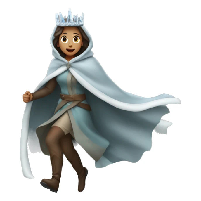 a woman running wearing Icicle Crown and Winter Cloak sticker