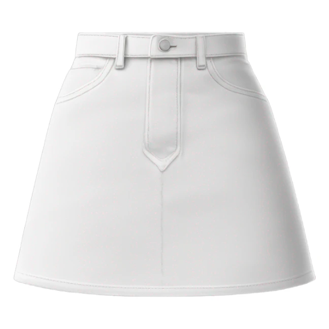 Realistic A-line high waisted white denim mini skirt, isolated sticker