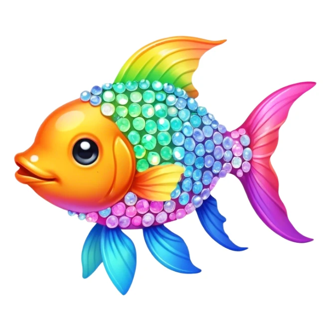 One Kawaii bedazzled pastel neon rainbow goldfish sticker