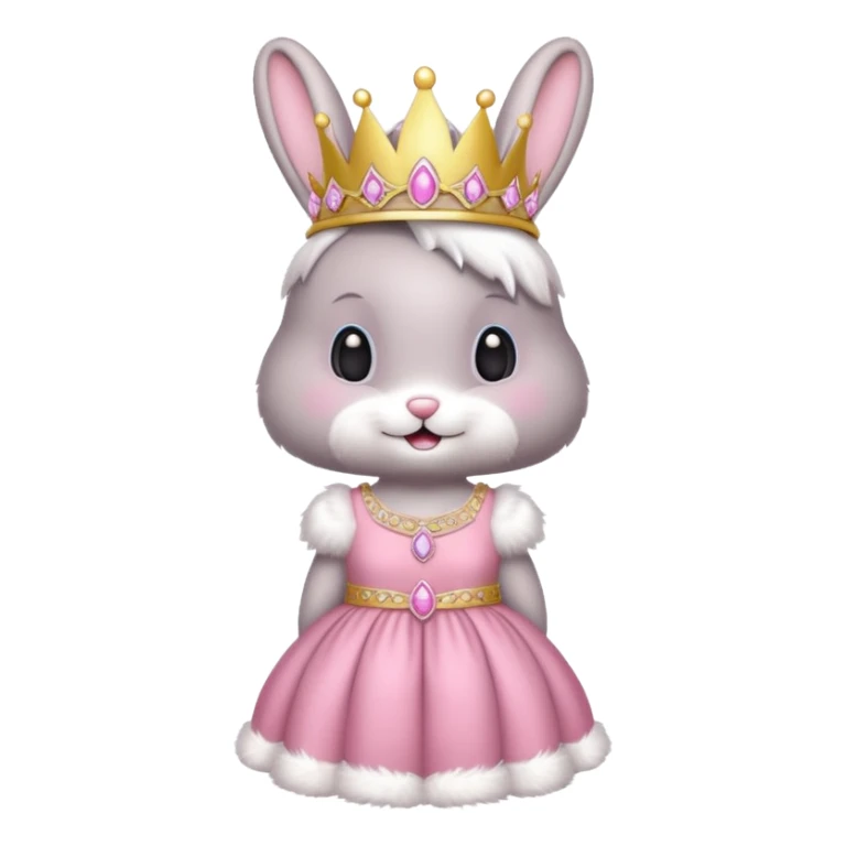 Bunny emoji + tiara + pink dress + happy sticker