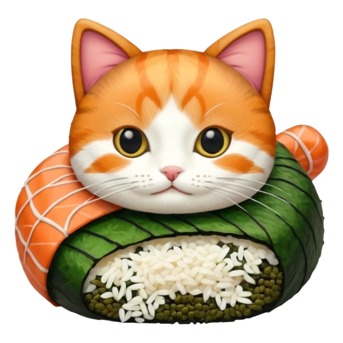 cat dressed as a piece of sushi sticker