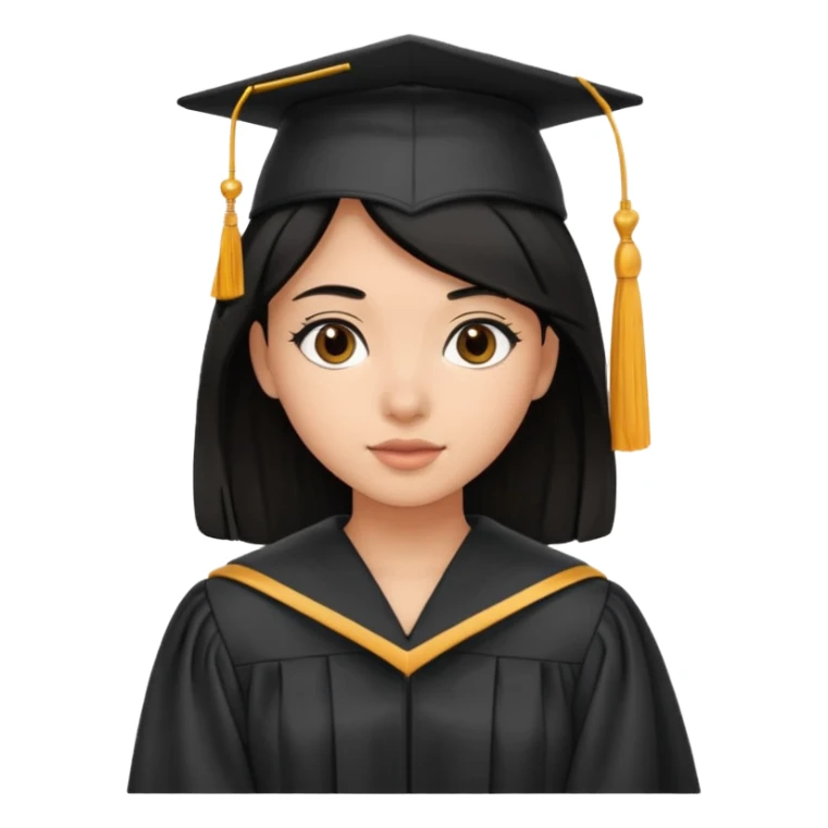 Black hair girl graduated sticker