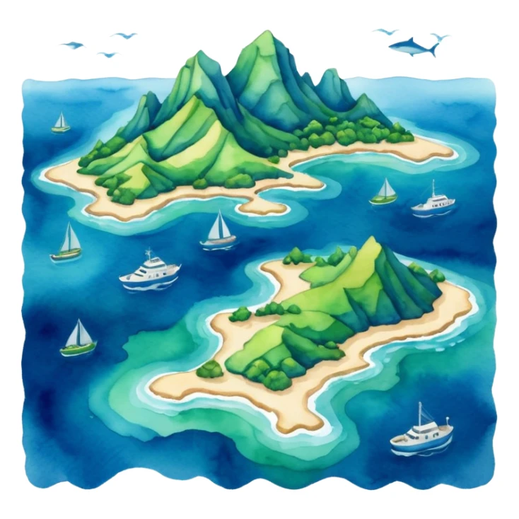 modern sea map with islands sticker