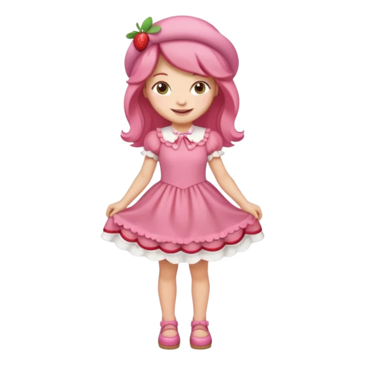 pretty and cute realistic modern day cartoon character strawberry shortcake full body sticker