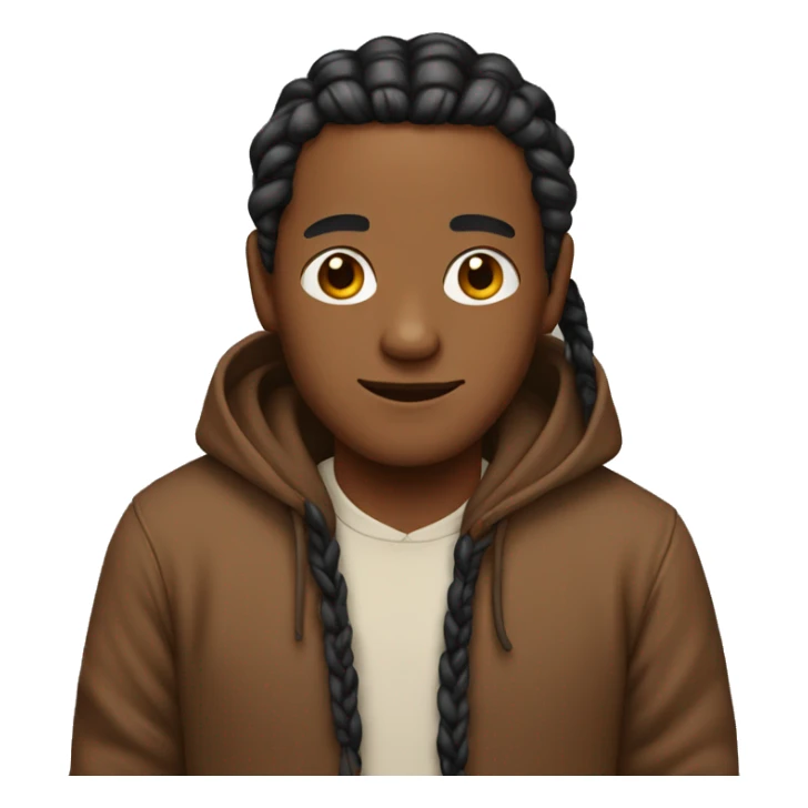 Man with braids and brown hoodie sticker