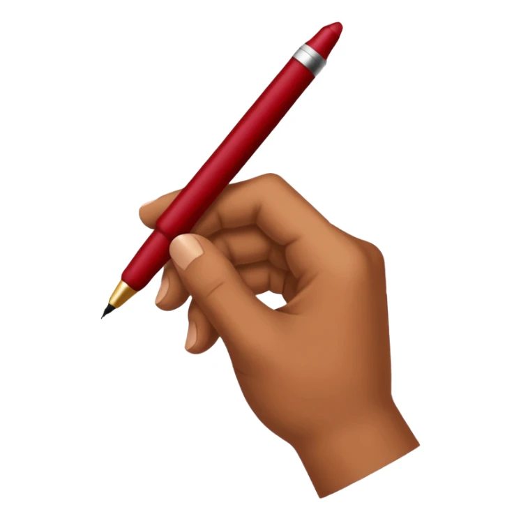 the hand writes with a dark red pen sticker