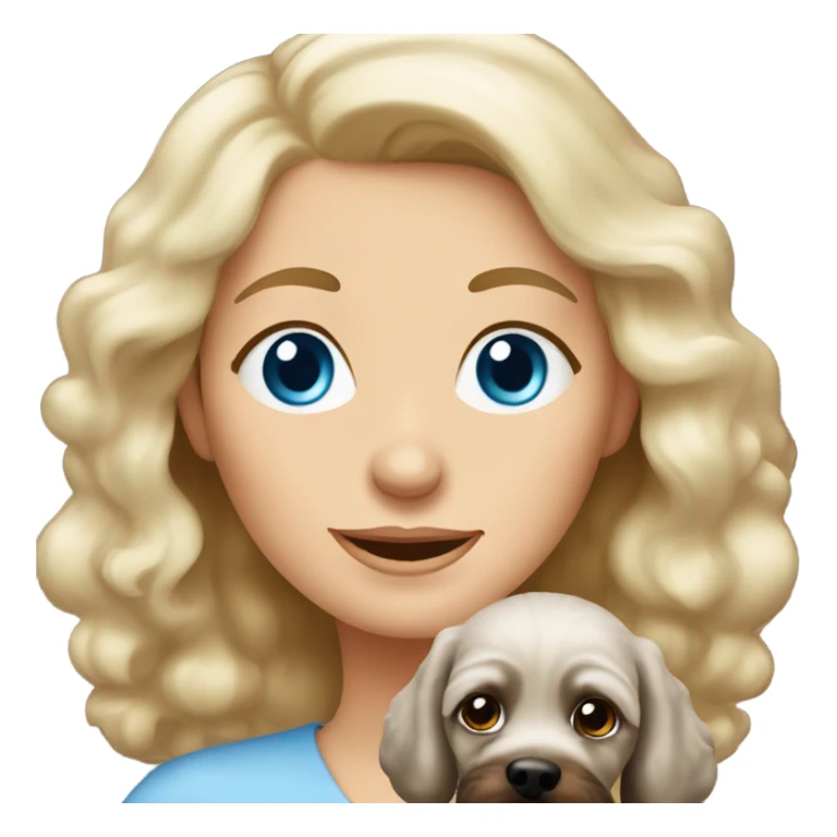 blue eyed old blonde lady with dark brown Cockapoo puppy dog sticker