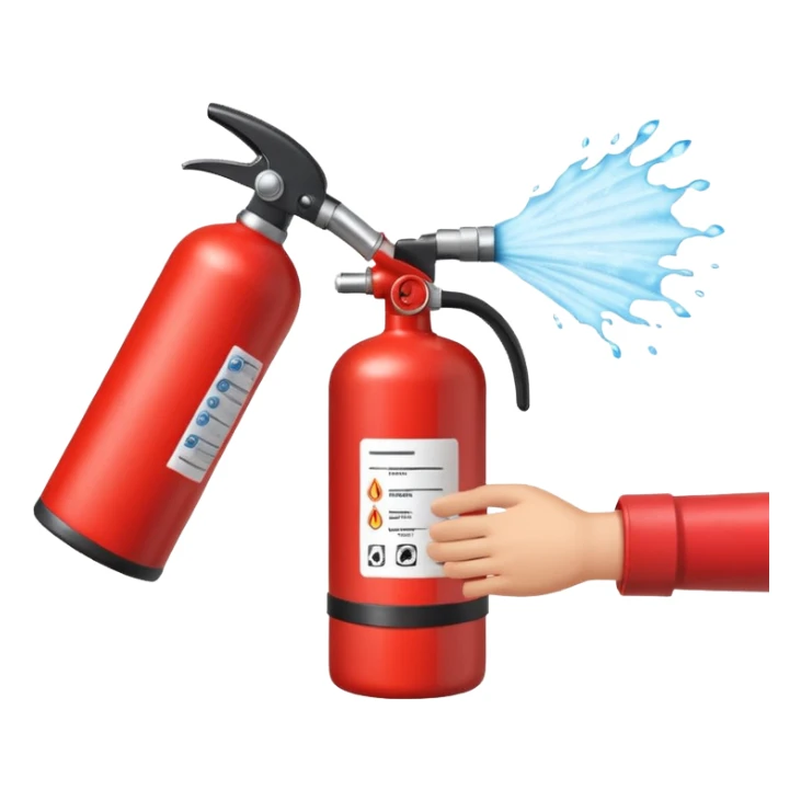 hand holding Fire extinguisher
 and puts out fire sticker