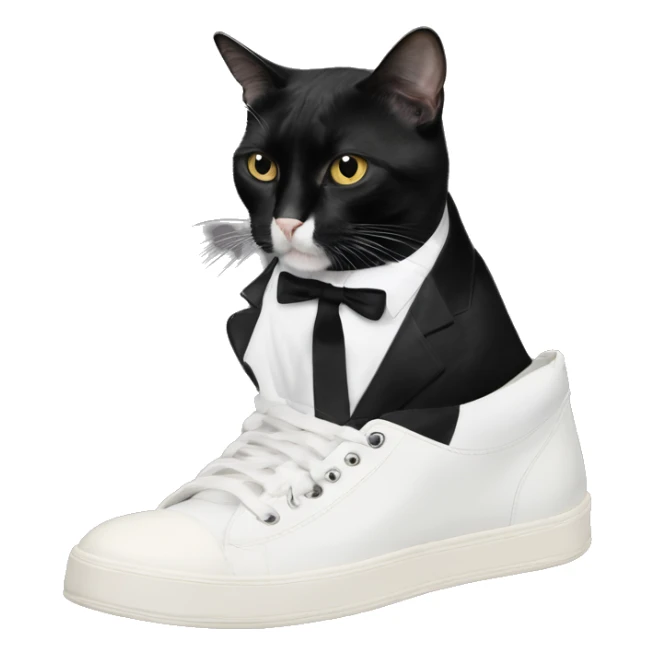 tuxedo cat wearing rick owens drkshdw highs sticker