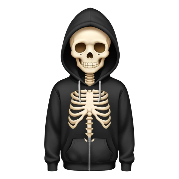 Skeleton wearing a black hoodie and a fire background  sticker