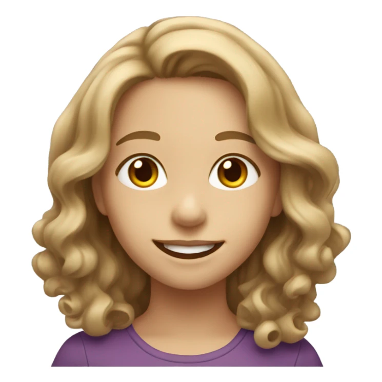 Smiling girl with wavy dark blonde hair that’s long  sticker