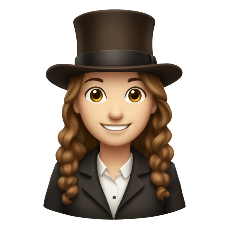 happy white girl - brown hair- brown in top hat sticker