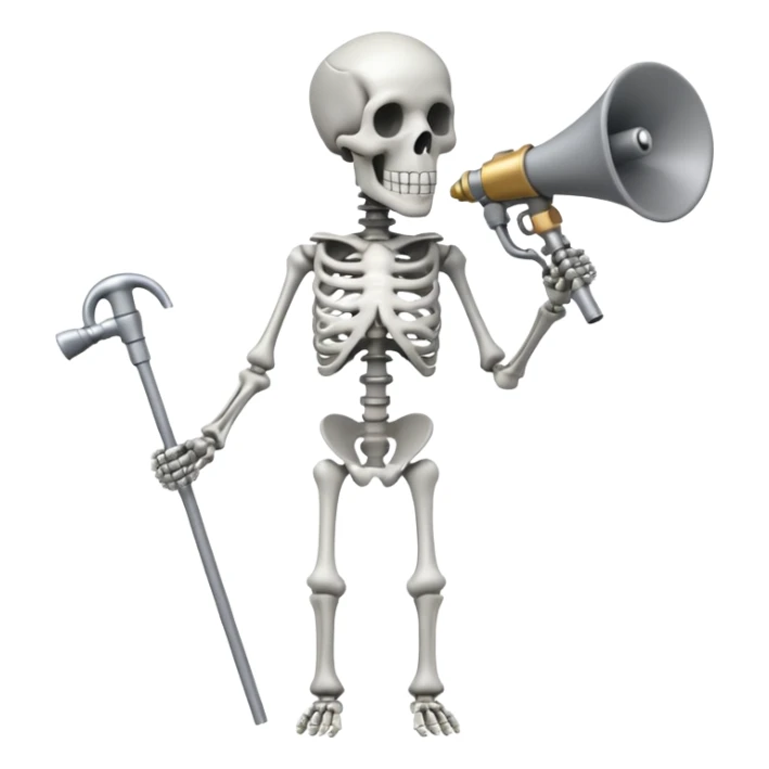 SKELETON WITH NO HEAD BUT A ROD WITH BOTH MEGAPHONES sticker