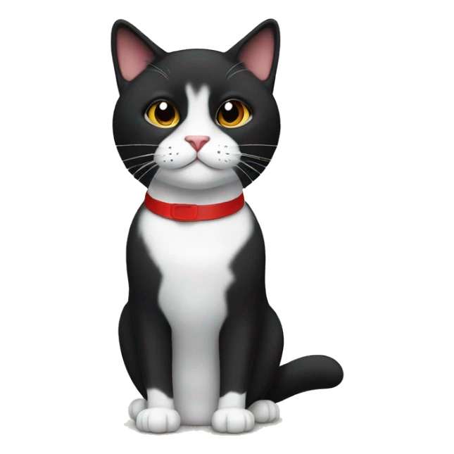 tuxedo cat,black chin,black nose and red collar sticker